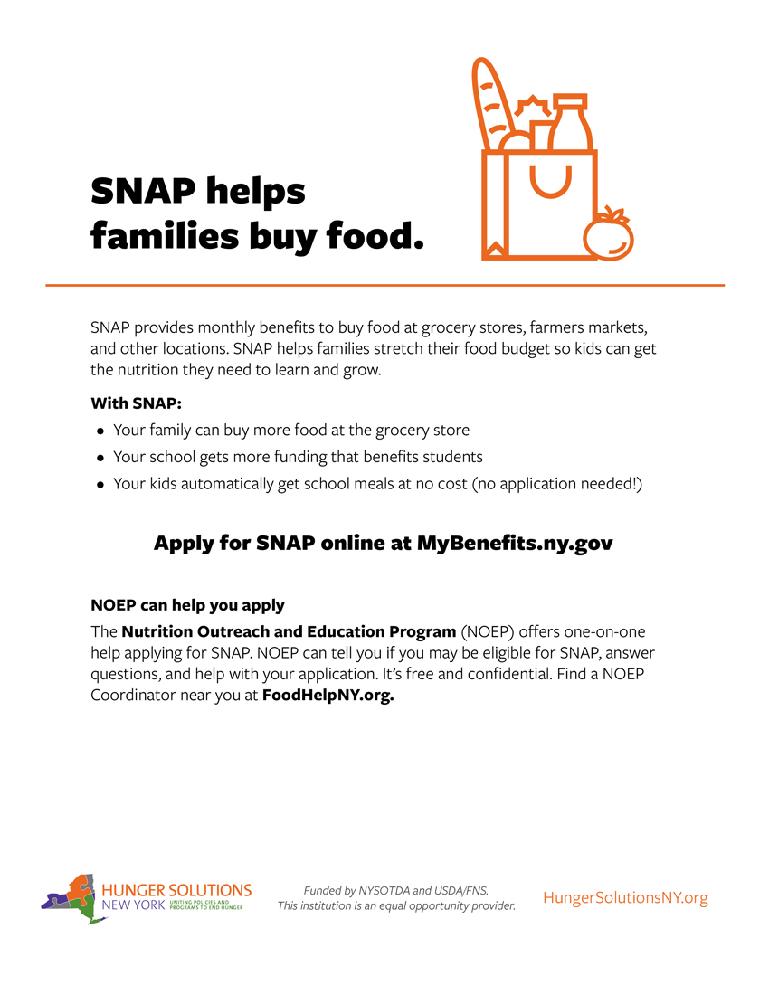 SNAP and schools flyer image