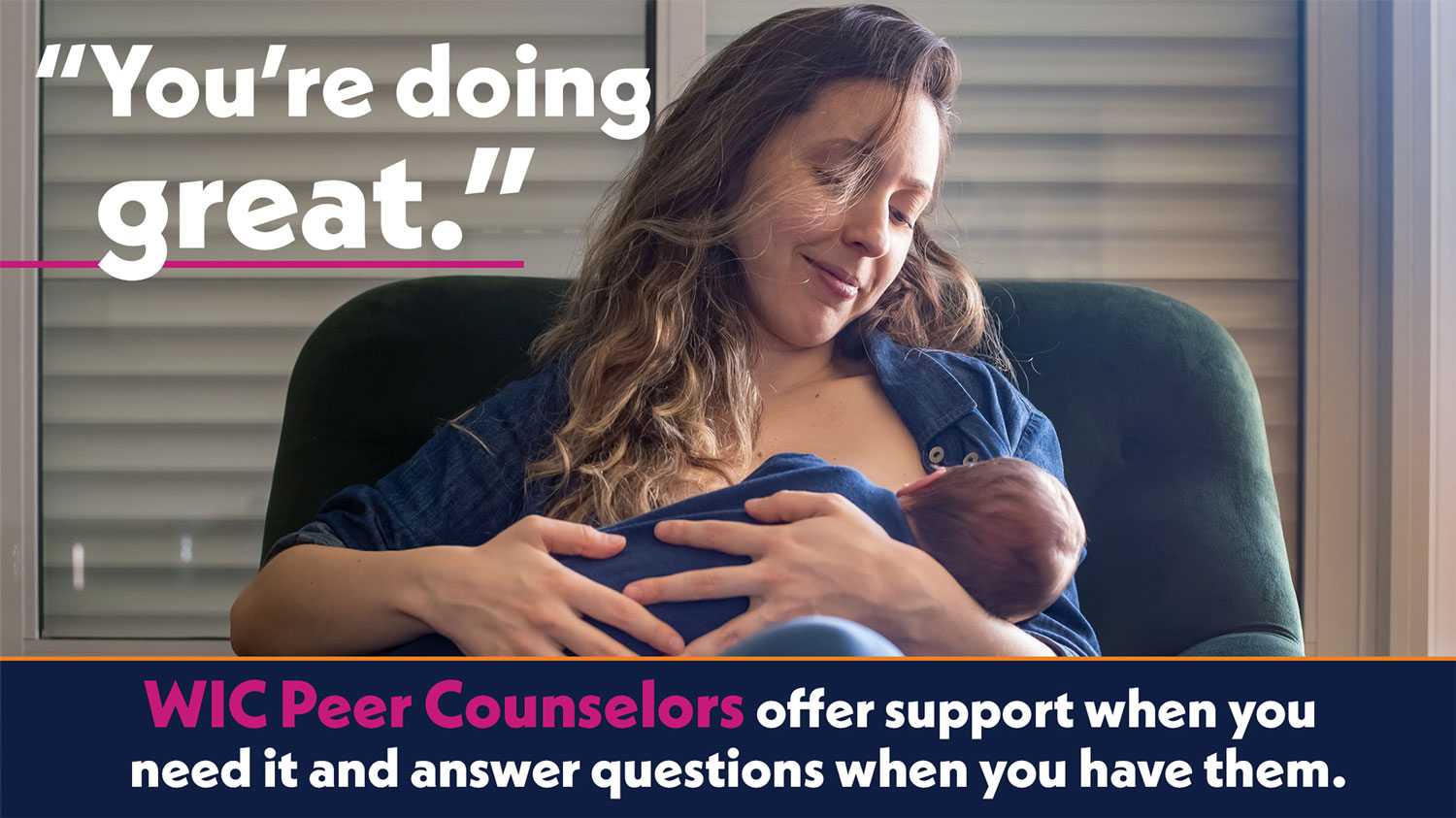 image of woman breastfeeding with caption about WIC Peer counseling