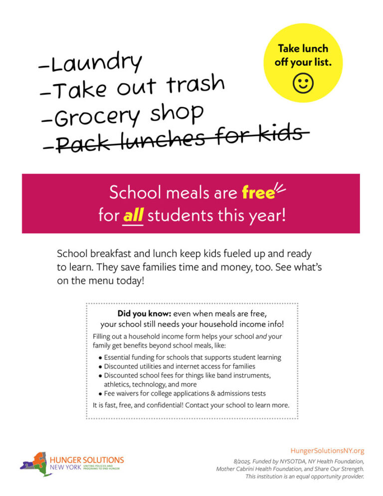 Take Lunch off your list flyer - Hunger Solutions New York