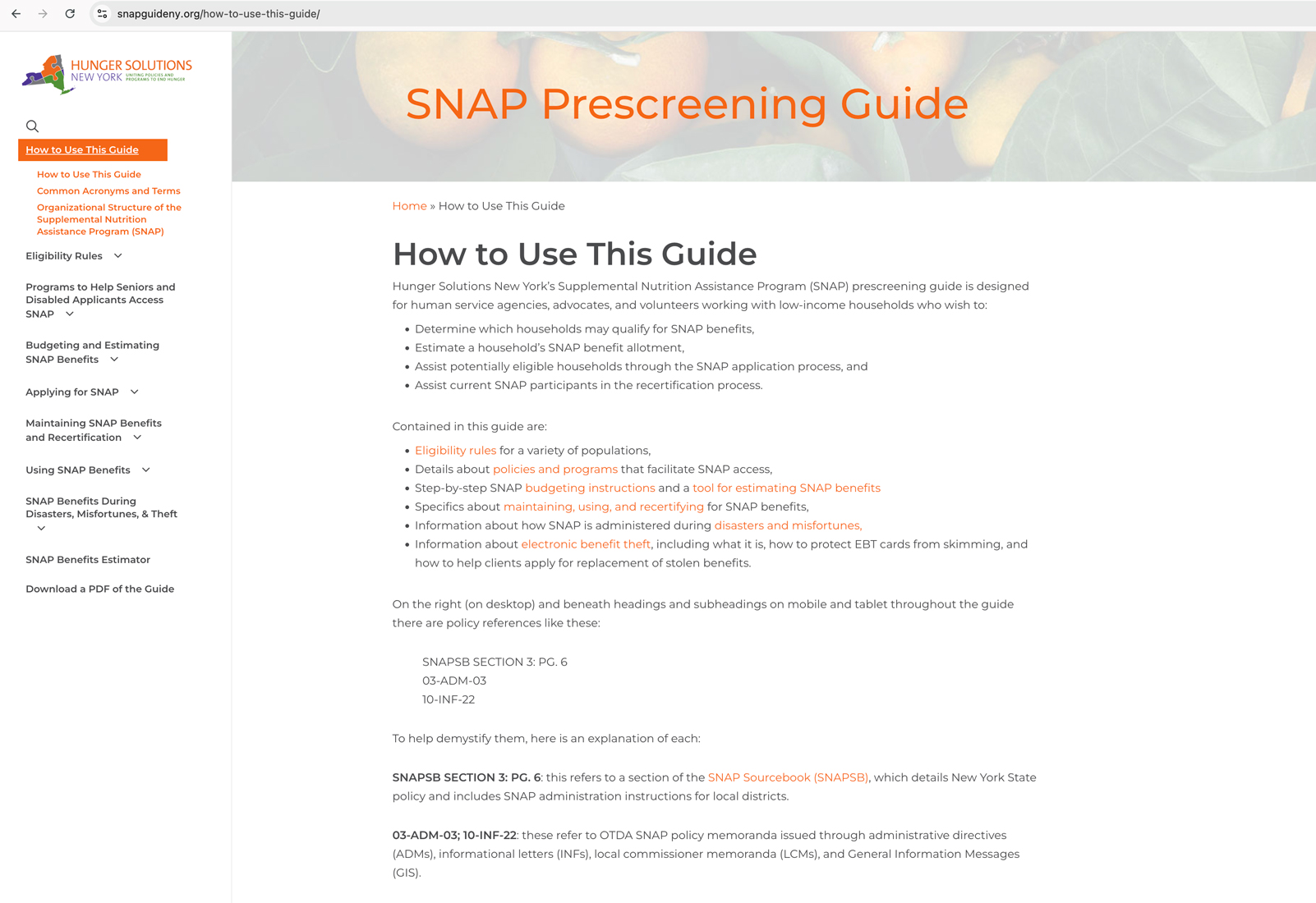 SNAP Prescreening Guide